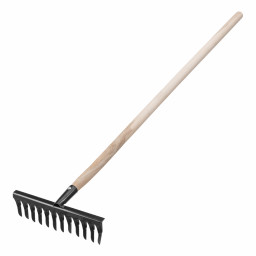 Грабли стальные, 300х1300 мм, 12 витых зубьев, деревянный черенок, Сибртех