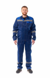 Костюм летний мужской Легионер NEW-2 КОС 804 темно-синий с васильковой отделкой куртка + п/к ПРОФ