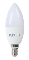 Лампа светодиодная LL-R-C37-6W-230-3K-E14 (свеча, 6Вт, тепл., Е14) Ресанта