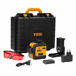 Лазерный уровень мультипризменный LX 360-3 Red, 30 м, 635 нм, аккумулятор Li 2800 мАч, резьба 5/8" Denzel