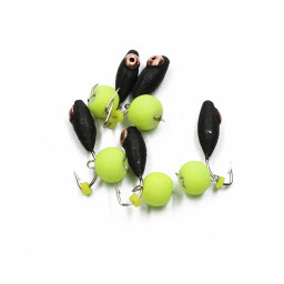 Мормышка вольф ЯМАН Овсинка с коронкой из никеля, d-3 мм, вес 0,6 г, бисер и кембрик, цв. флуор. Жел