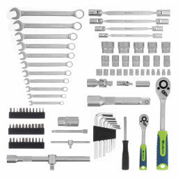 Набор инструментов, 1/2", 1/4", пластиковый кейс 89 предметов Сибртех