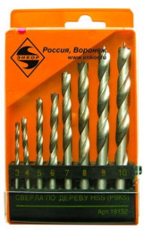 Набор сверл по дереву 3-4-5-6-7-8-9-10 мм (8 шт) "ЭНКОР"