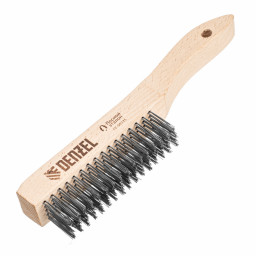 Щетка зачистная 5-и рядная, прямая проволока из нержавеющей стали с деревянной ручкой, EFP// Denzel